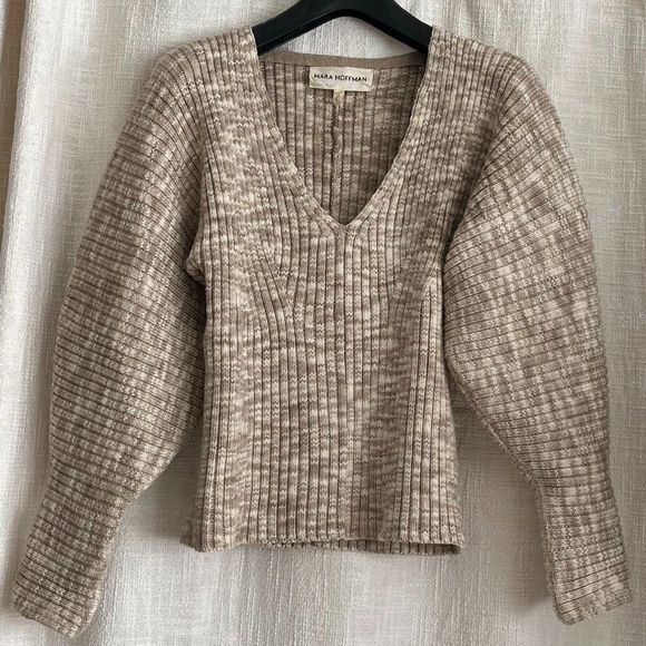 Mara Hoffman Olla Balloon-Sleeve Sweater, size  M - Picture 1 of 8